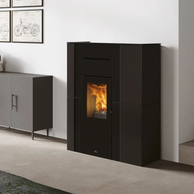Estufa de pellets hidro Edilkamin Blade H 15 Evo, acero / cristal negro