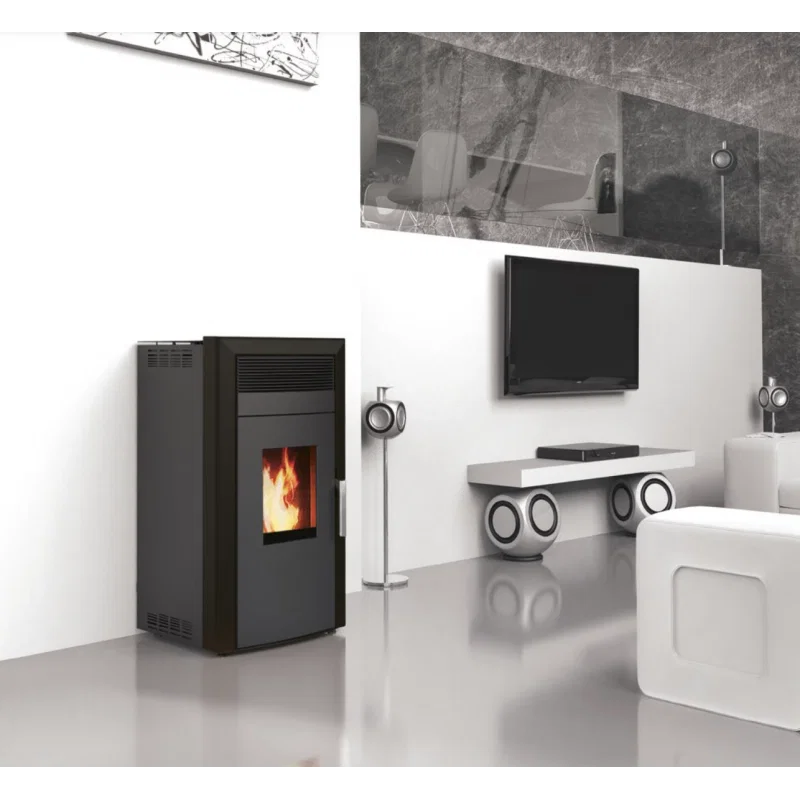 Pack estufa de pellets hidro Baracuda Commo + Kit de conexión con salida trasera · 15 kW