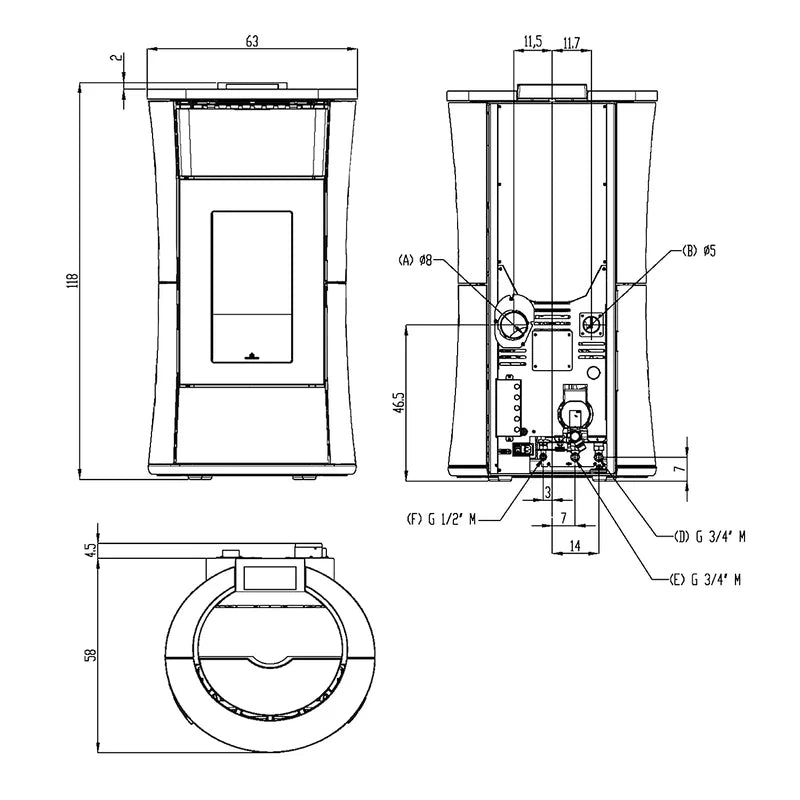 Estufa de pellets hidraúlica Edilkamin Cherie H 10 Evo de acero blanco