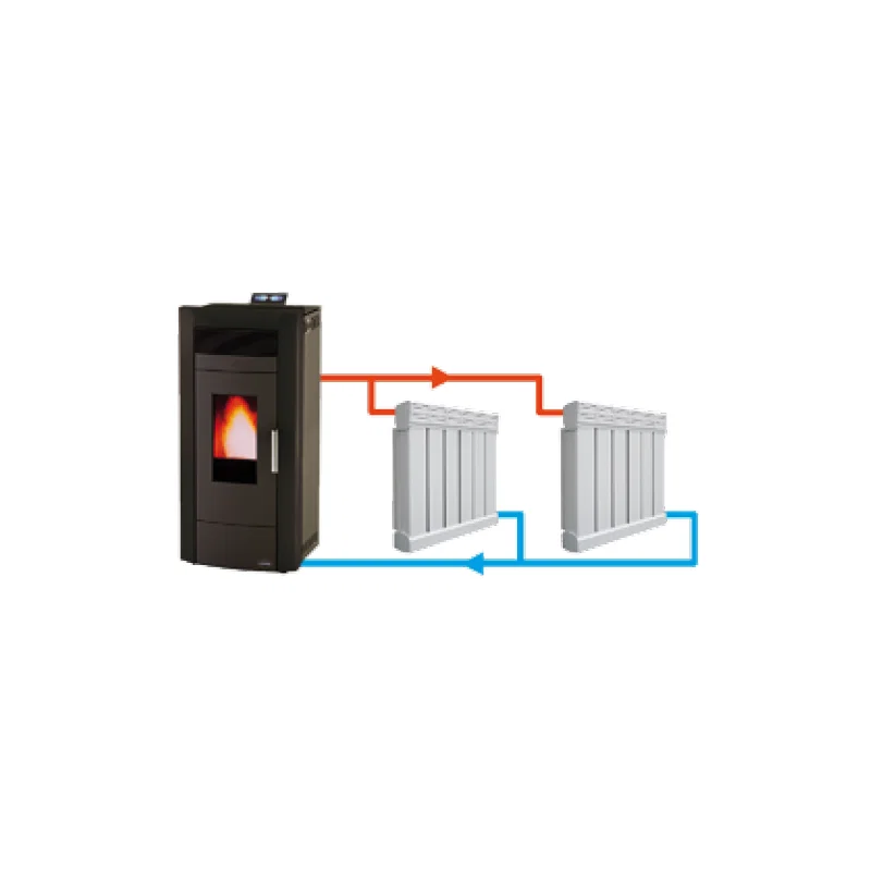 Estufa de pellets hidro Baracuda Commo Plus + Kit de conexión de salida trasera · 21 kW