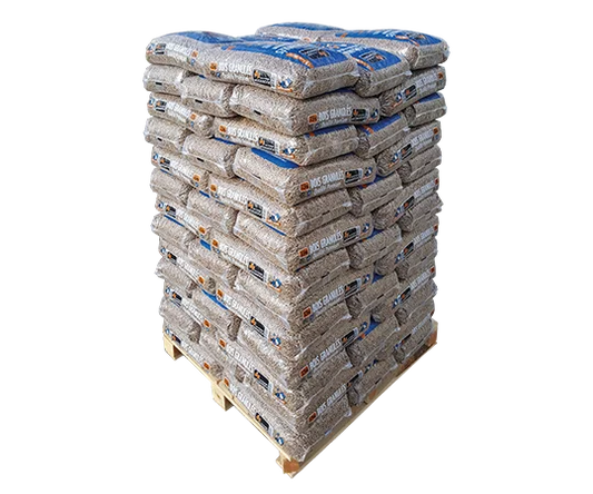 Palé de pellets de madera Woodstock Premium · 72 sacos de 15 kg