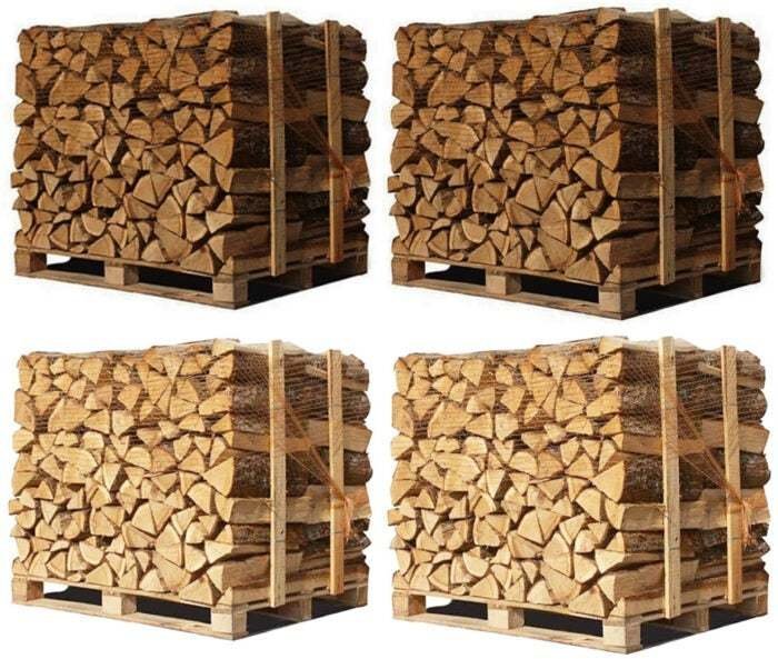 4 x Palés (2 de roble blanco + 2 de haya/carpe) – Troncos de 50 cm