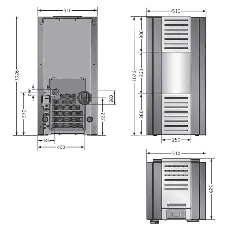 Estufa de pellets con caldera Justus Sirkos Aqua 2.0 de acero negro
