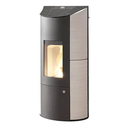 Estufa de pellets con caldera Olsberg Levana Aqua 3.0, acero negro/cerámica Caffe Freddo, 8 kW