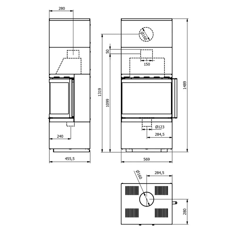 Kit de chimenea Wamsler Modulo 57/150 U, negro