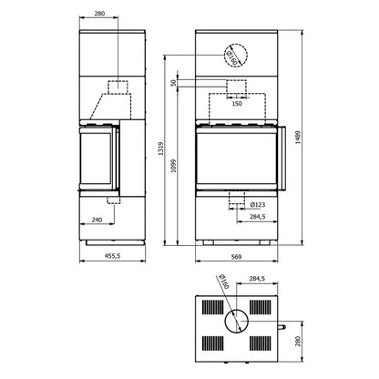 Kit de chimenea Wamsler Modulo 57/150 U, negro