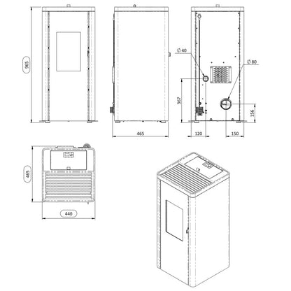 Pack estufa de pellets estanca Ottimo Silenzio + Kit de conductos concéntricos con salida trasera · 9,2 kW