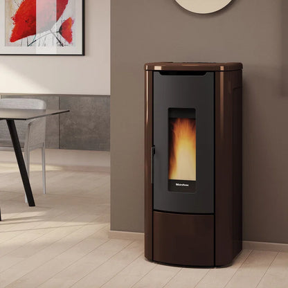 Estufa de pellets con caldera Extraflame Evolution Line Rosanna Idro, acero, color bronce.