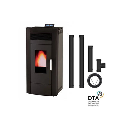 Estufa de pellets hidro Baracuda Commo Plus + Kit de conexión de salida trasera · 21 kW