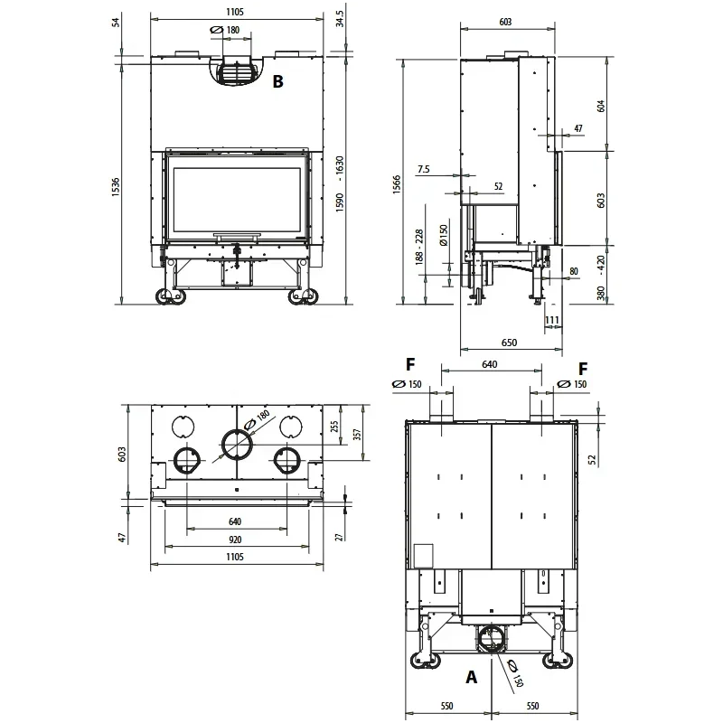 Insertable de leña Monoblocco 90PA