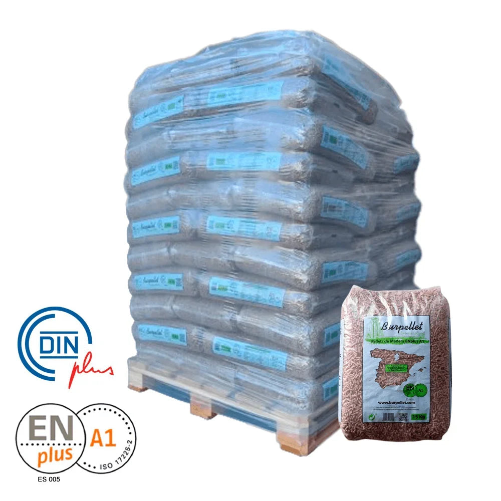 Burpellet Pellets de Madera de Pino – Palet de 72 Sacos de 15 kg (1080 kg) – ENplus A1, DINplus